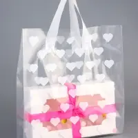 Пакет полиэтиленовый с боковой складкой и петлевой ручкой, &laquo;Сердечки&raquo;, 30&times;37+10 см &plusmn; 5% 60 мкм