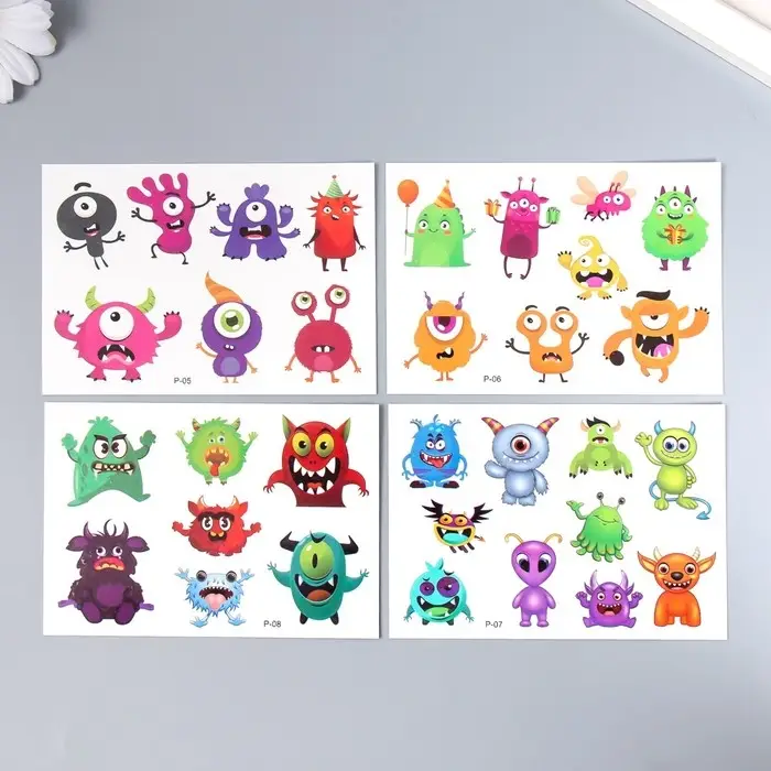 Татуировка на тело цветная "Праздник монстров" 11,5х8 см, МИКС