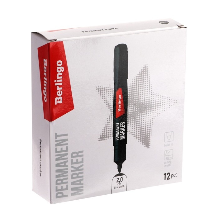Маркер перманентный 2.0 мм Berlingo чёрный Маркер перманентный 2.0 мм Berlingo чёрный