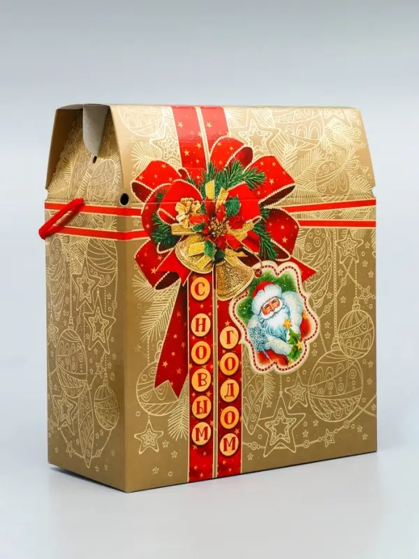 Коробка подарочная новогодняя &laquo;Золотая сумка&raquo; 21.5&times;25.6&times;11 см