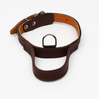 Ошейник кожаный тройной, с ручкой, 57 х 2.5 см, ОШ 35-45 см, коричневый Ошейник кожаный тройной, с ручкой, 57 х 2.5 см, ОШ 35-45 см, коричневый