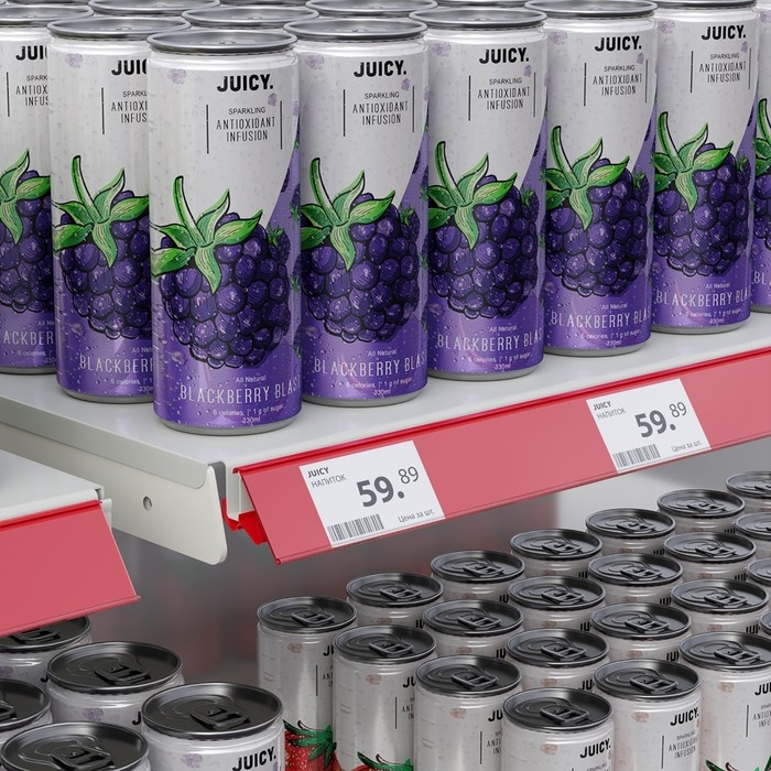 Ценникодержатель полочный двухпозиционный LST, 98,8&times;1,5&times;4 см, цвет красный