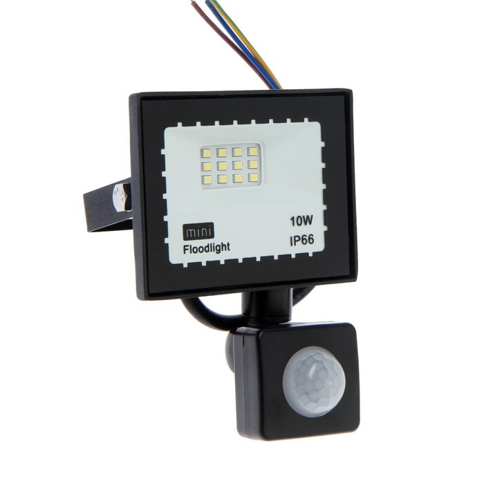Прожектор светодиодный, 10 Вт, 900 Лм, 6500К, Датчик движения, IP66, Прожектор светодиодный, 10 Вт, 900 Лм, 6500К, Датчик движения, IP66,