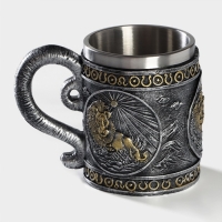Кружка из нержавеющей стали &laquo;Лев&raquo;, 400 мл, цвет серебристый