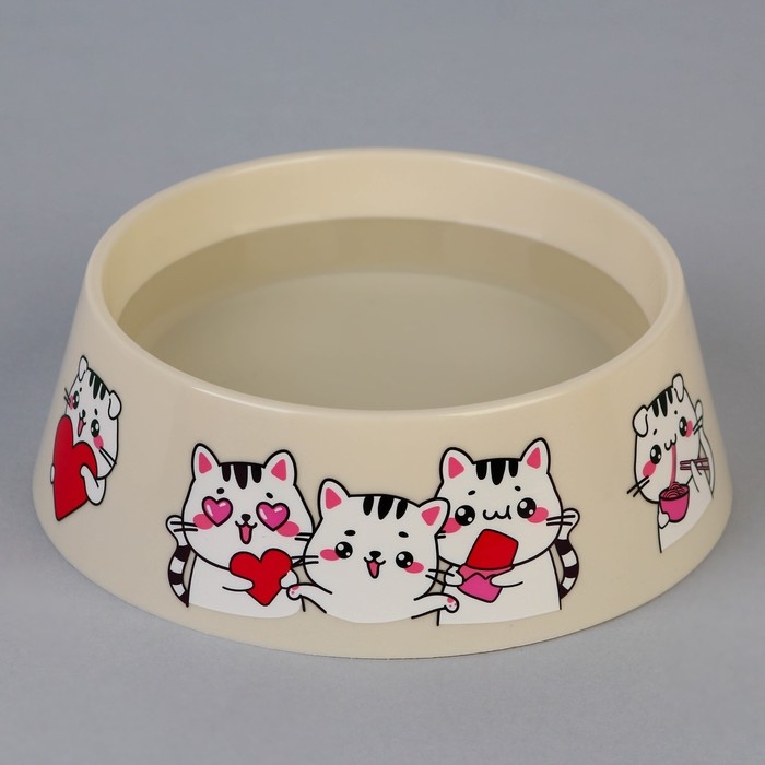 Миска пластиковая &laquo;Милые котята&raquo;, бежевая, 300 мл