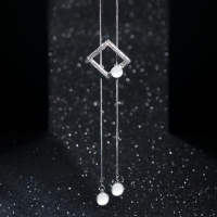 Кулон &laquo;Волшебство&raquo; квадрат и стразинка, цвет белый в серебре, 70 см