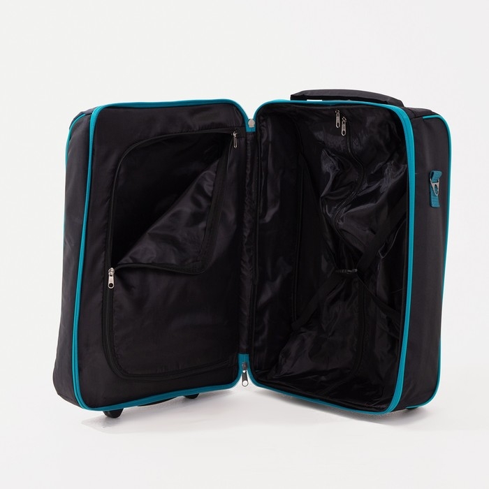 Чемодан детский 33 л (S), отдел на молнии, цвет чёрный/серый