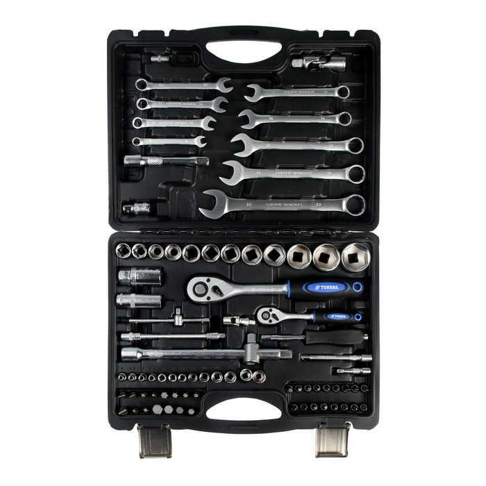 Набор инструментов в кейсе ТУНДРА, автомобильный, CrV, 1/2 Набор инструментов в кейсе ТУНДРА, автомобильный, CrV, 1/2" и 1/4", 82 предмета