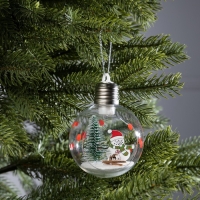 Ёлочный шар &laquo;Снеговик&raquo;, батарейки, 1 LED, свечение тёплое белое