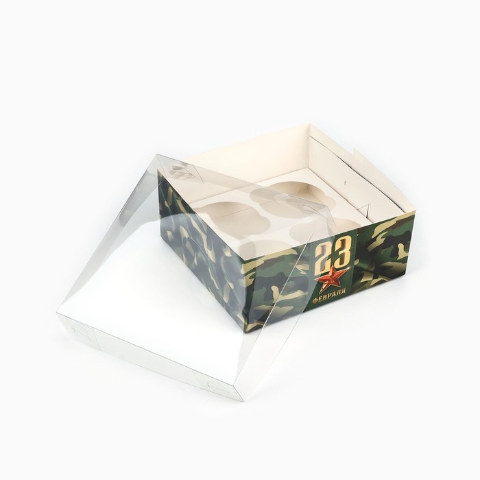 Коробка для капкейка &laquo;Настоящему герою&raquo;, 16 &times; 16 &times; 7,5 см