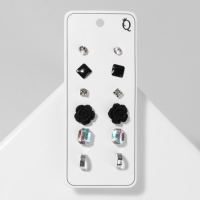 Пусеты 6 пар &laquo;Романтика&raquo; розочка, цвет чёрно-белый в серебре