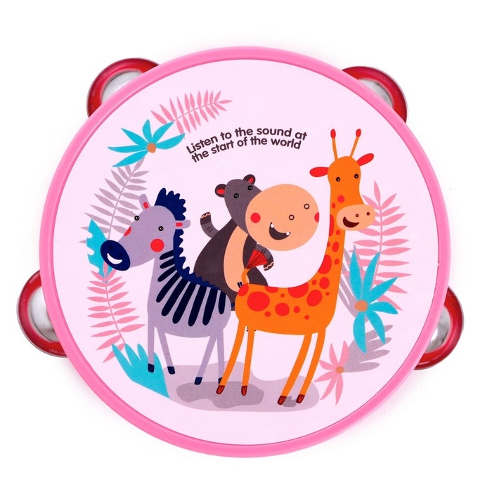 Игрушка музыкальная &laquo;Бубен. Зверята&raquo;, 8 металлических бубенцов, МИКС