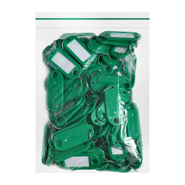 Набор брелоков для ключей, 100 штук, 53 мм, цвет зеленый