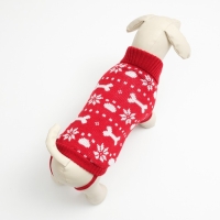 Свитер "Косточки-снежинки", размер 16 (ДС 35-39, ОГ 38-50, ОШ 24-28 см), красный Свитер "Косточки-снежинки", размер 16 (ДС 35-39, ОГ 38-50, ОШ 24-28 см), красный