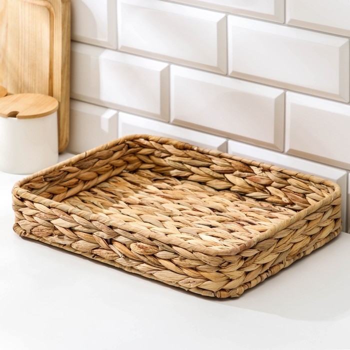 Корзинка для подачи Доляна &laquo;Камыш&raquo;, 32&times;24&times;5,5 см, из соломы