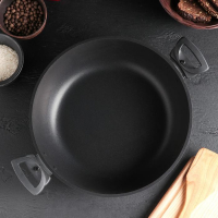 Сотейник &laquo;Традиция&raquo;, 4 л, d=30 см, стеклянная крышка, съёмные ручки, антипригарное покрытие, цвет чёрный