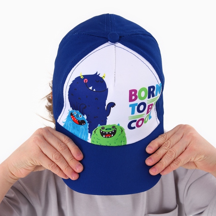 Кепка детская для мальчика Born to be cool, цвет синий, р-р 52-54, 5-7 лет