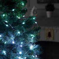 Умная гирлянда &laquo;Нить&raquo; 10 м роса, IP20, серебристая нить, 100 LED, управление с приложения, свечение RGB, USB