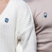 Значки-неразлучники &laquo;Сердца&raquo; бэст фрэндс, цвет бело-голубой в чёрном металле