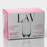 Набор стеклянных стаканов Lav &laquo;Алмаз&raquo;, 385 мл, 6,2&times;14,2 см, 6 шт