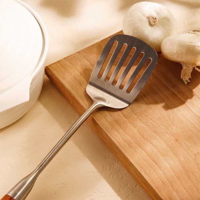 Лопатка перфорированная из нержавеющей стали SL Home, &laquo;Рустик&raquo;, 39,5&times;8 см, цвет серебряный