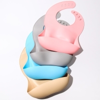 Нагрудник для кормления силиконовый с карманом, цвет серый Нагрудник для кормления силиконовый с карманом, цвет серый