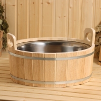 Шайка из липы, 17 л, двуручная, нержавеющая вставка Шайка из липы, 17 л, двуручная, нержавеющая вставка