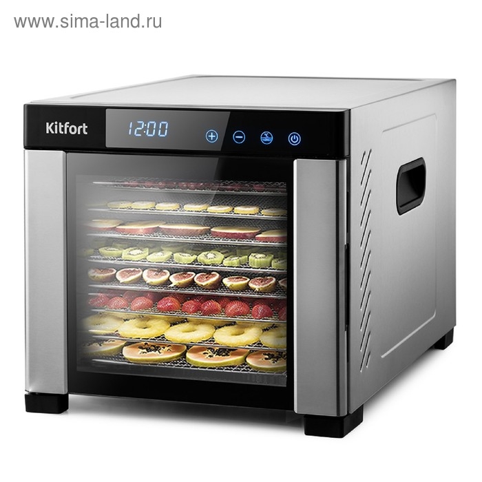 Сушилка для овощей и фруктов Kitfort КТ-1911, 650 Вт, 6 ярусов, 35-75 &deg;С, серебристая