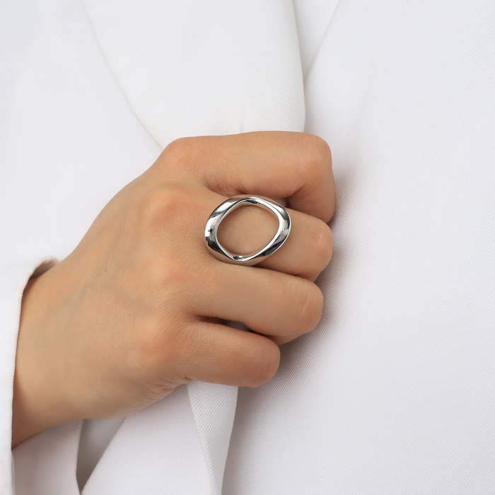 Кольцо металл &laquo;Тренд&raquo; овал, цвет серебро, размер 16