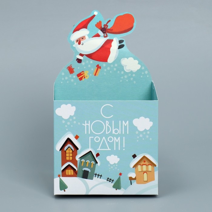 Коробка новогодняя для мини-букетов &laquo;С новым годом&raquo;, 12 х 17 х 10 см, Новый год