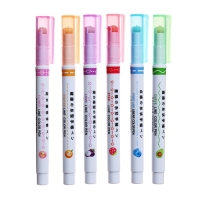 Набор маркеров-текстовыделителей 6 цветов, с печатями-рисунками