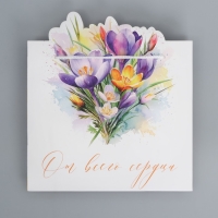 Пакет подарочный, упаковка, &laquo;От всего сердца&raquo;, цветы, 25 х 26 х 10 см