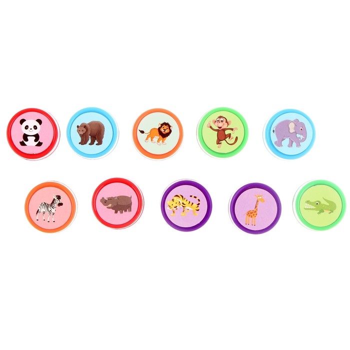 Печать цветная «Животные», набор 10 шт., МИКС Печать цветная «Животные», набор 10 шт., МИКС