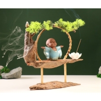 Сувенир дерево, фарфор "Маленький Будда в голубом" с подставкой для благовонии 35х35х9,5 см Сувенир дерево, фарфор "Маленький Будда в голубом" с подставкой для благовонии 35х35х9,5 см