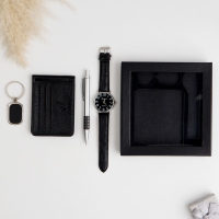 Набор подарочный 4в1 (ручка, кошелек, часы, брелок) , микс