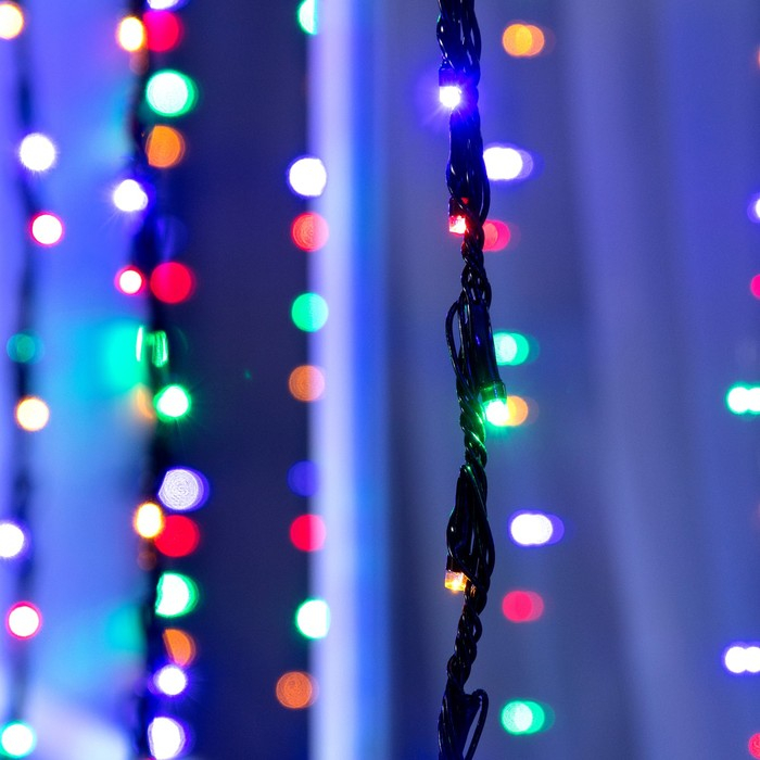 Гирлянда &laquo;Водопад&raquo; 2 &times; 1.5 м, IP44, тёмная нить, 400 LED, свечение мульти, 8 режимов, 220 В