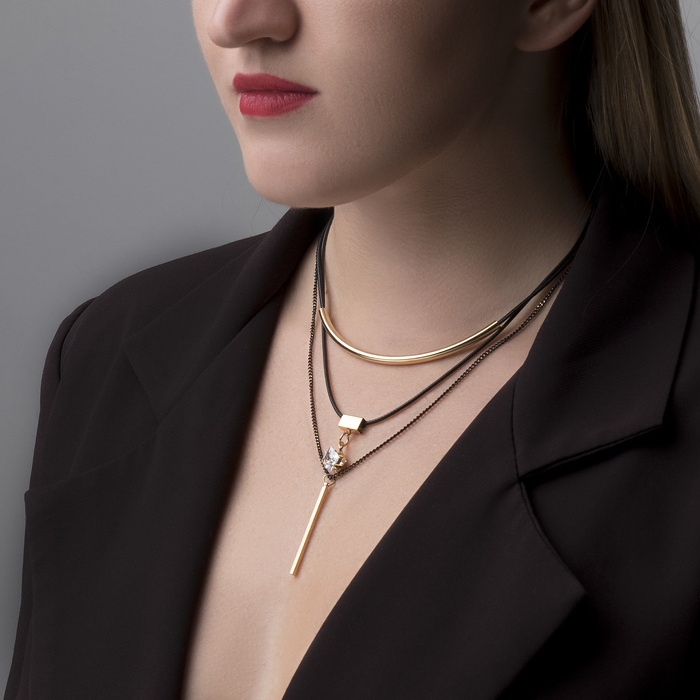 Кулон &laquo;Эксклюзив&raquo; ромб, цвет белый в золоте, 37 см