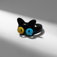 Кольцо &laquo;Монстрик&raquo; кот, цвет чёрный, безразмерное
