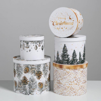 Набор подарочных коробок 5 в 1 &laquo;Белое золото&raquo;, 13 х 14‒19.5 х 22 см, Новый год