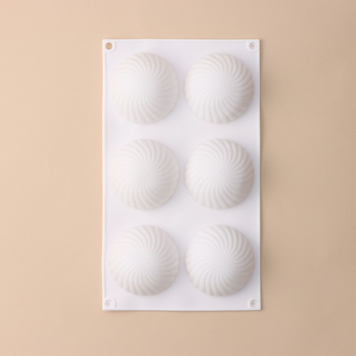 Форма для муссовых десертов и выпечки KONFINETTA &laquo;Купол&raquo;, силикон, 30&times;17,5&times;4 см, 6 ячеек (d=7,5 см), цвет белый