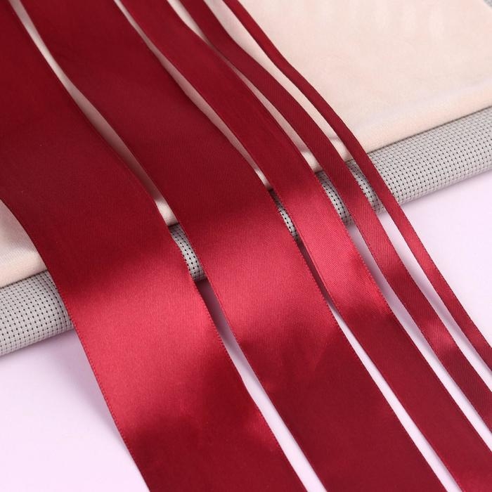 Набор атласных лент, 5 шт, размер лент: 6/10/20/40/50 мм &times; 23 &plusmn; 1 м, цвет бордовый