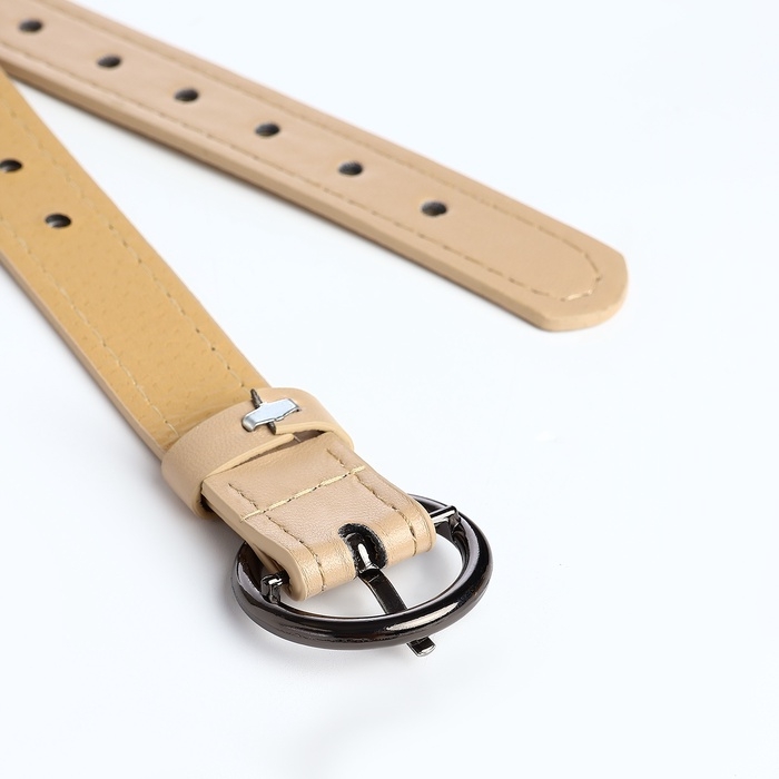 Ремень жен 03-01-03-01 Июнь13, 1,6*0,3*110 см, Люверсы, пряжка т-металл, 1 прокол, бежевый   1067008