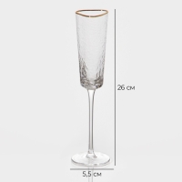 Бокал для шампанского стеклянный Magistro &laquo;Жемчуг&raquo;, 180 мл, 5,5&times;26 см, с золотой отводкой