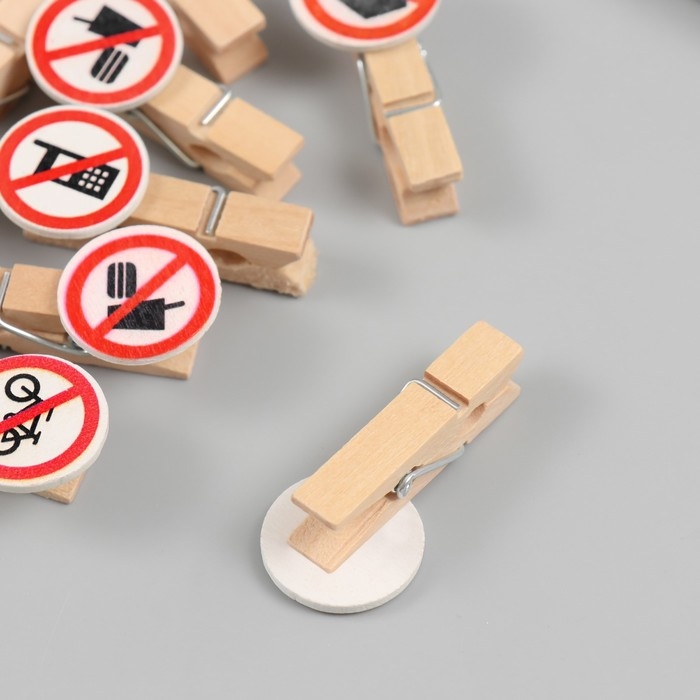 Декор для творчества дерево "Запрещающие знаки" набор 10 шт 1,9х4,2 см