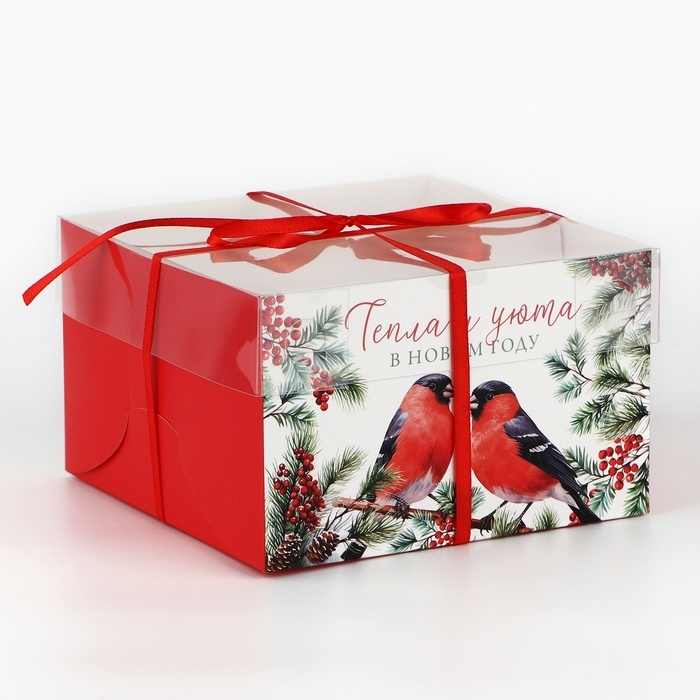 Коробка для капкейка &laquo;Тепла и уюта&raquo;, 16 х 16 х 10 см, Новый год