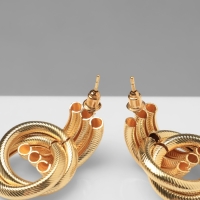 Серьги металл &laquo;Геометрия&raquo; три ряда колец, цвет золото