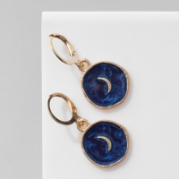 Серьги эмаль &laquo;Искусство&raquo; полумесяц, цвет синий в золоте