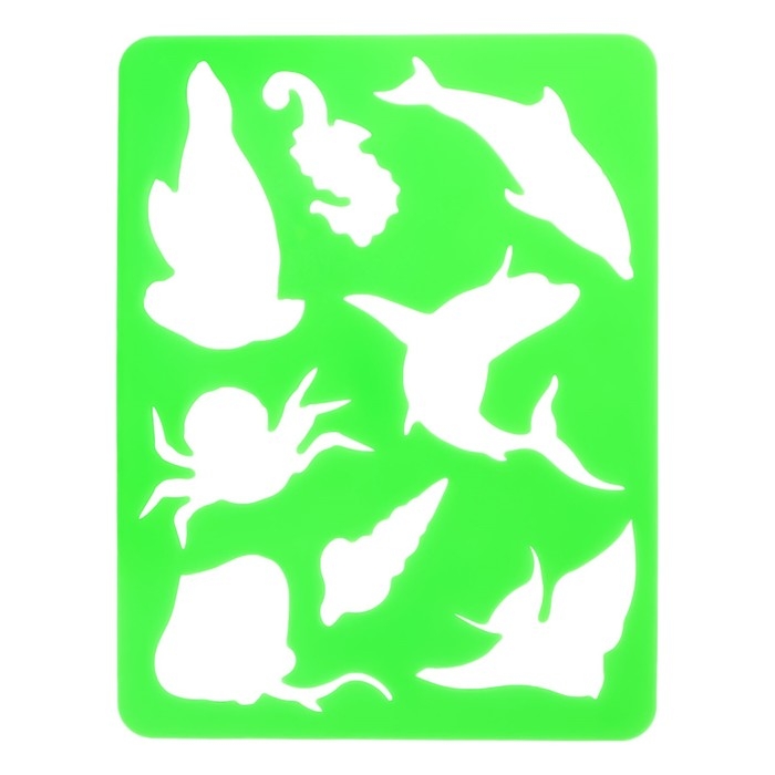 Набор трафарет-раскраска Calligrata, 6 штук (транспорт, инструменты, космос, морские обитатели, животные Африки, листья), для мальчиков