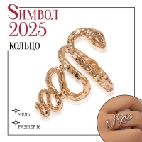 Новый год! Символ года 2025! Кольцо металл &laquo;Змея&raquo; извилистая, цвет золото, размер 18