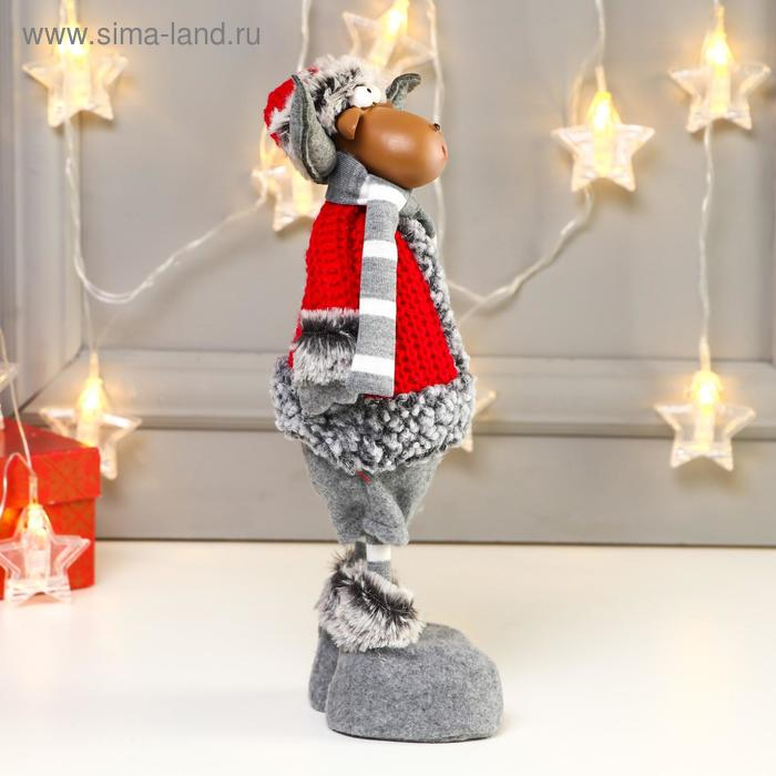 Кукла интерьерная "Лосик в красной шубке и колпаке" 34 см